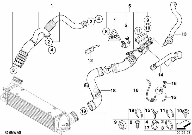 Frachtluftleitung für BMW E82, E88 (OEM 13717590305). Original BMW.