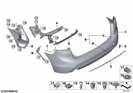 Rear PDC Sensor Bracket Kit for BMW F45N (OEM 51129477444). Original BMW