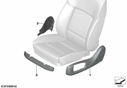 Vordere elektrische Sitzabdeckung für BMW X5 F95, G05, G05N, X6 F96, G06, G06N, X7 G07, G07N (OEM 52107493061). Original BMW.