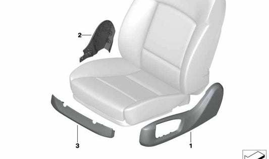 Left outer seat trim for BMW X5 F95, G05, G05N, X6 F96, G06, G06N, X7 G07, G07N (OEM 52107497987). Original BMW.