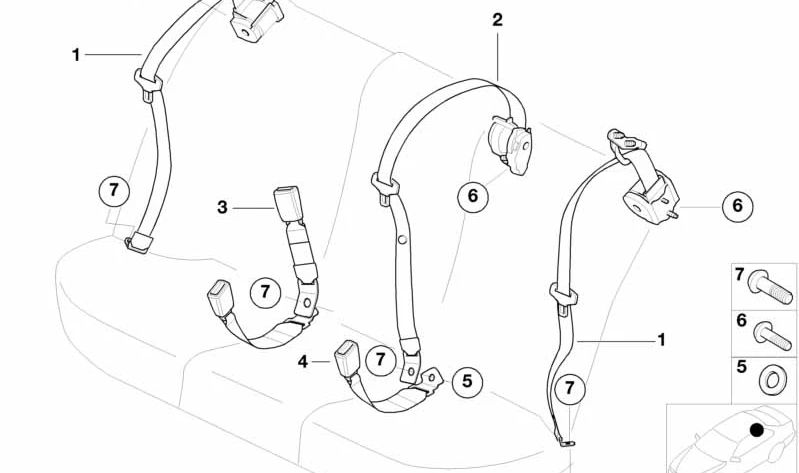 Arandela de soporte OEM 72117000405 para BMW E46 {316i N42/N46, 318d M47/M47S}. Original BMW.