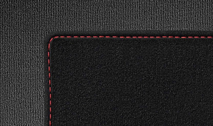 Juego de alfombrillas delanteras Velours costura roja OEM 51477324831 para MINI R56, R56 LCI, Clubman R55, Clubman R55 LCI, Cabrio R57, Cabrio R57 LCI, Coupé R58, Roadster R59. Original MINI.