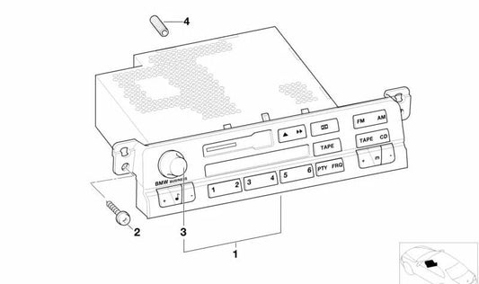 Radio OEM 65126943427 per la serie BMW 3 E46 (316CI, 316i). Sostituzione BMW originale, ideale per sostituire la radio di fabbrica con qualità originale. Compatibilità garantita con modelli indicati. BMW originale.
