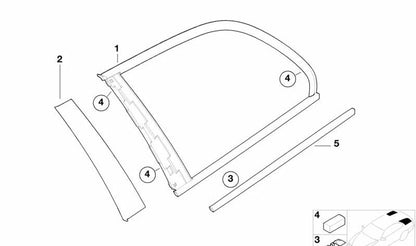 Cristal lateral trasero derecho OEM 51367891408 para BMW E46. Original BMW.