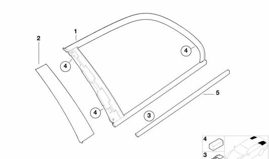 Janela traseira direita da moldagem cromo OEM 51368194746 para BMW 3 E46 Series. BMW original.