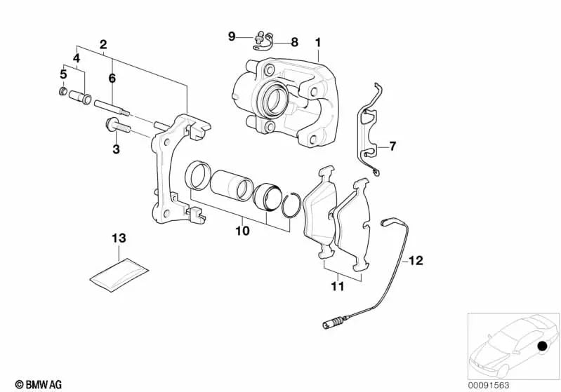 Repair kit for BMW guide for BMW series 1 E81, E82, E87, E87N, E88, F40, F52, Series 2 F44, F45, F45N, F46, F46N, Series 3 E30, E36, E46, E90, E90N, E91, E91N, E92, E92N, E92N, E93, E93 F30, F30N, F35, F35N, Série 5 E28, E34, E39, E60, E60N, E61, E