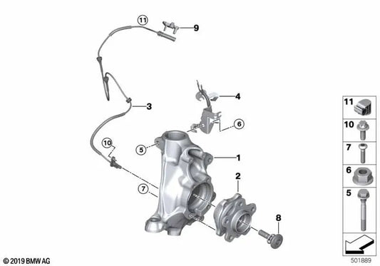 Linksabfall -Einstellradunterstützung für BMW 3 G20 -Serie, G20N, G21, G28, G28N (OEM 31216877149). Original BMW