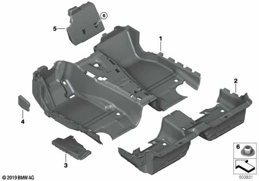 Front floor liner for BMW 8 Series F93, G16 (OEM 51478079238). Original BMW