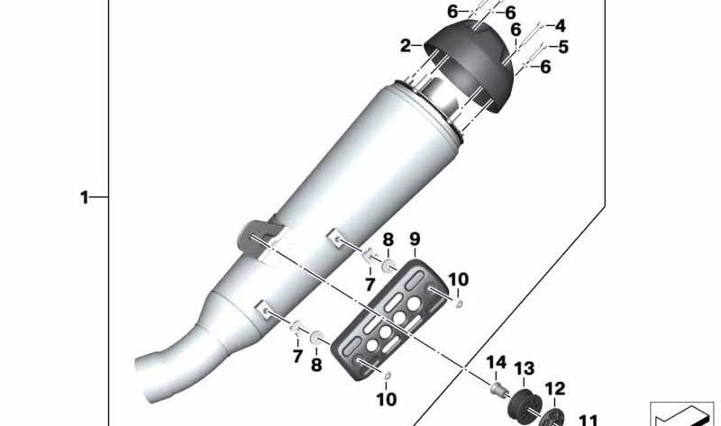Chapa de protección térmica OEM 18518561885 para BMW Motorrad R nineT Urban G/S. Original BMW Motorrad.