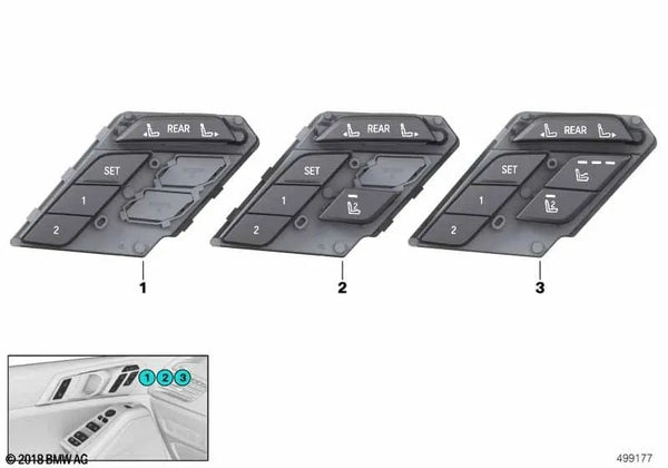 Unidad de operación funciones asiento izquierdo OEM 61319436041 para BMW X7 G07, G07 LCI, ALPINA XB7... y más. Original BMW.
