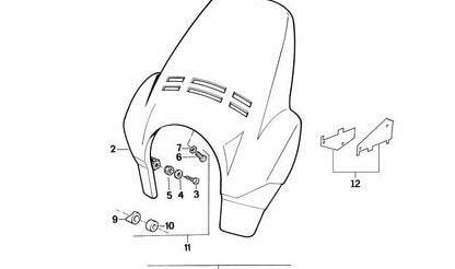 Deflector de viento imprimado OEM 46632303902 para BMW R850RT, R1100RT, R1150RT. Original BMW Motorrad.
