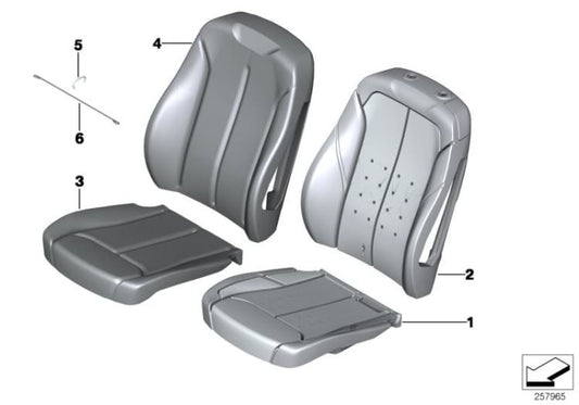 Caso básico Seat de couro para BMW 3 F30 Series, F31, F34, F35, 4 F36 Series (OEM 52107941260). BMW original.