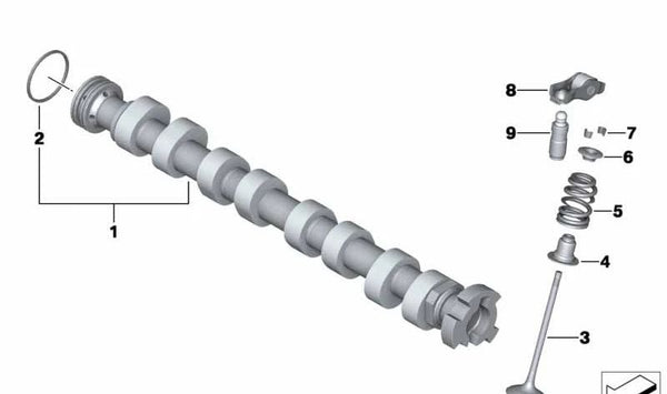 Árbol de levas de admisión OEM 11317587755 para MINI R55, R56, R57, R58, R59, R60, R61, R5, R6, 3/20. Original MINI.