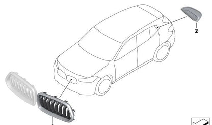 Rejilla de adorno delantera derecha OEM 51137424778 para BMW X2 F39 sDrive16d, sDrive18d, sDrive18i… y más. Original BMW.