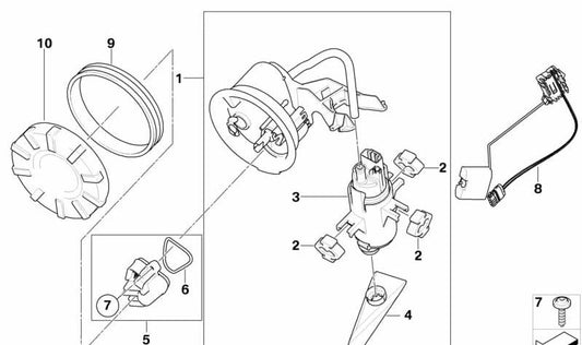Sensor de nivel de combustible OEM 16148554070 para motos BMW K1300 GT, K1200 GT. Original BMW Motorrad.