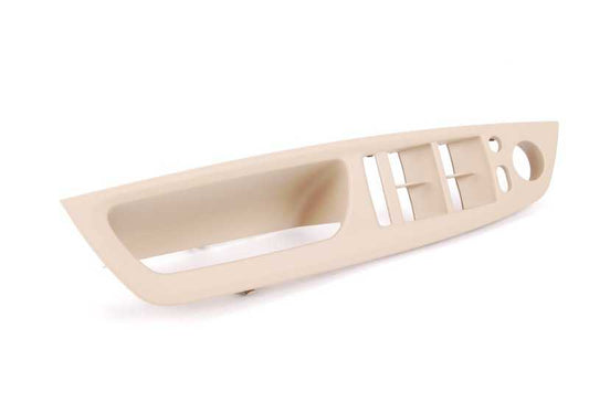 Embellecedor izquierdo del centro de cambio OEM 51416975793 para BMW E70, E71, E72 (X5 y X6 todos los modelos compatibles). Color beige. Original BMW.