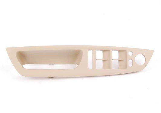 Embellecedor izquierdo del centro de cambio OEM 51416975793 para BMW E70, E71, E72 (X5 y X6 todos los modelos compatibles). Color beige. Original BMW.
