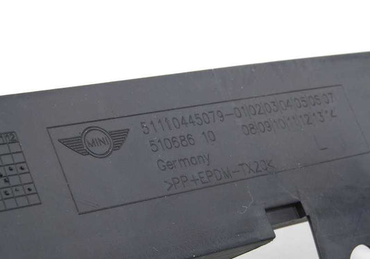 Placa deflectora izquierda OEM 51110445079 para MINI R56, R56 LCI, Clubman R55, R55 LCI, Cabrio R57, R57 LCI. Original MINI.
