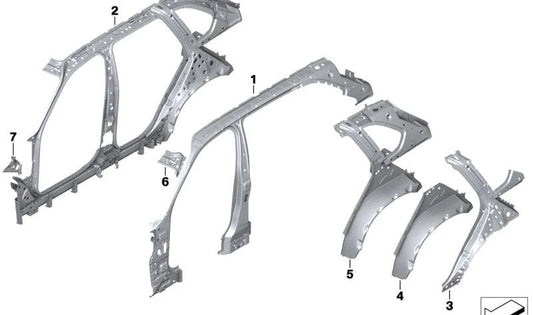 Refuerzo interior derecho pilar C OEM 41217352070 para BMW X5 F15 y X5 M F85. Original BMW.