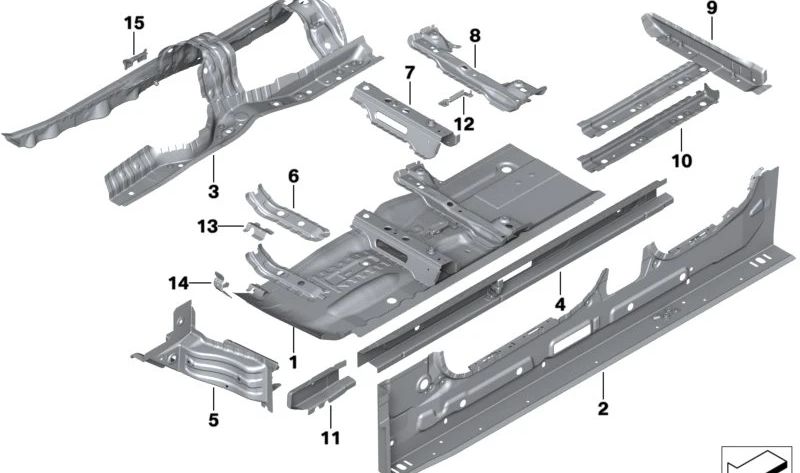 Larguero interior izquierdo OEM 41009626509 para BMW G26, G26N. Estructura lateral original BMW.