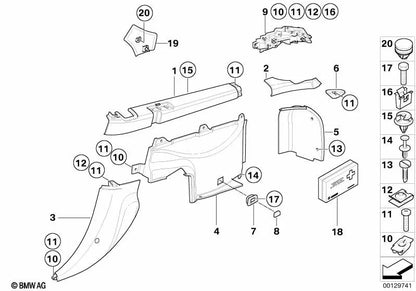 Cubierta del canal de agua izquierda para BMW (OEM 51498407089). Original BMW