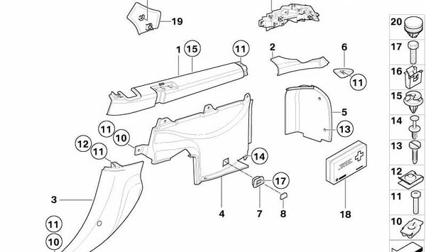 Barandilla del maletero trasero derecho para BMW (OEM 51478400114). Original BMW