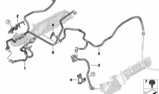Tubo de ventilación del depósito OEM 13908469162 para BMW F90, F90N, F91, F92, F93. Original BMW.