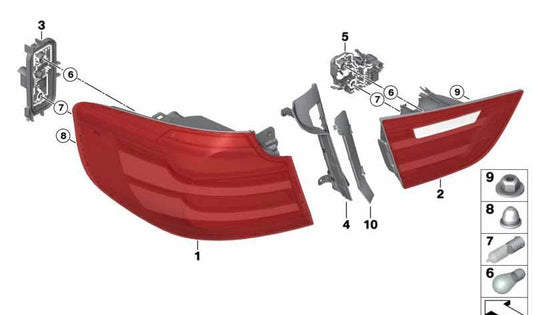 Portalamparas Luz esquerda Placa esquerda OEM 63217366075 Para BMW 3 GT Series (F34). BMW original
