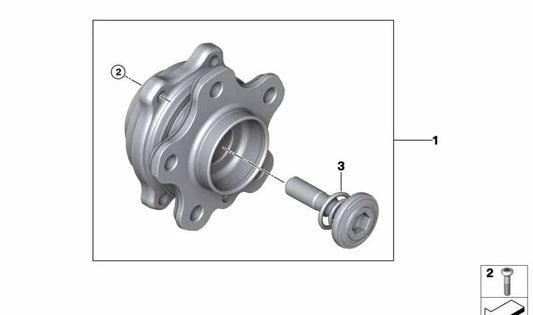 Rear wheel hub with bearing OEM 33401543563 for BMW 3 Series (E46), X3 (E83). Original BMW