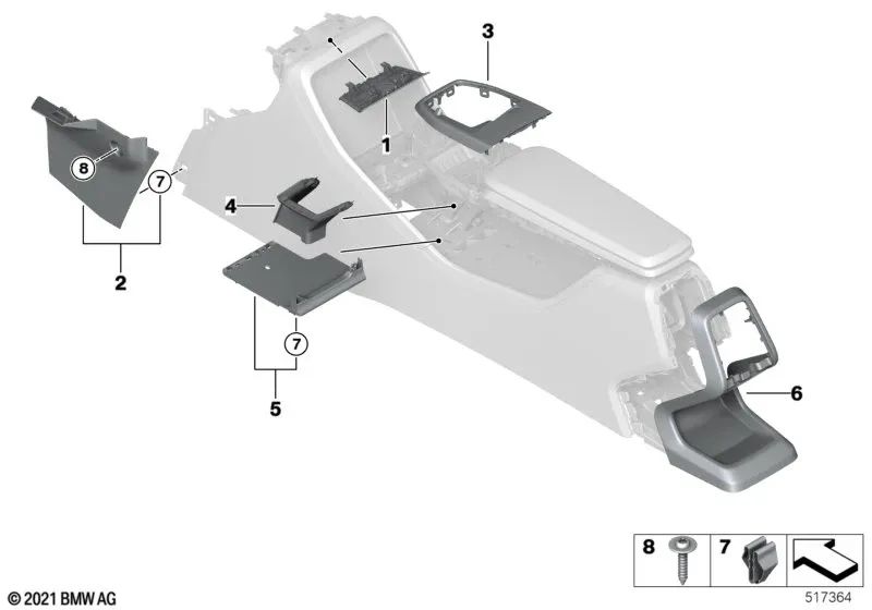 Center Console Decorative Trim for BMW 2 Series U06, X1 U11 (OEM 51169473170). Original BMW