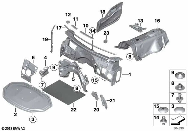 Separación pared lateral inferior derecha OEM 51487278061 para BMW X3 F25, X4 F26. Original BMW.
