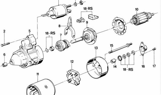 Bearing bushing for BMW 3 Series E21, E30, E36, 5 Series E12, E28 (OEM 12411273241). Original BMW