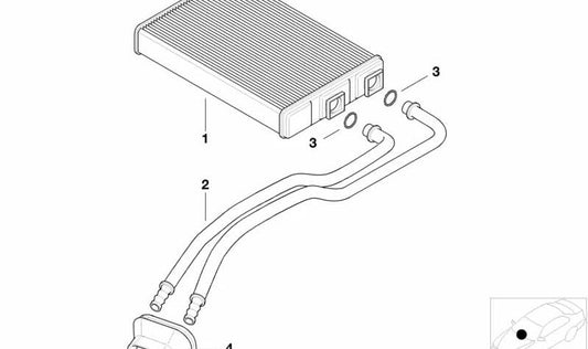 Doppelheizrohr im Aluminium 64118372774 für BMW E46 316CI, 316i (alle kompatiblen Modelle). Originaler BMW -Ersatz.