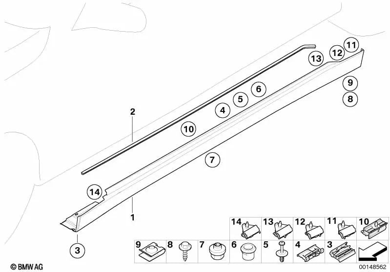 Clip for BMW 7 Series E65, E66 (OEM 51717037377). Genuine BMW