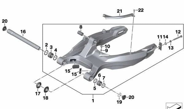Casquillo derecho OEM 33177686880 para BMW Motorrad F 800 GT, F 800 S, F 800 ST, F 800 R. Original BMW Motorrad.