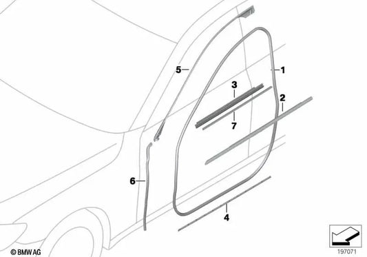 Links A-Pilar-Türbrett für BMW F01, F01N, F02, F02N, F04 (OEM 51767177935). Original BMW.