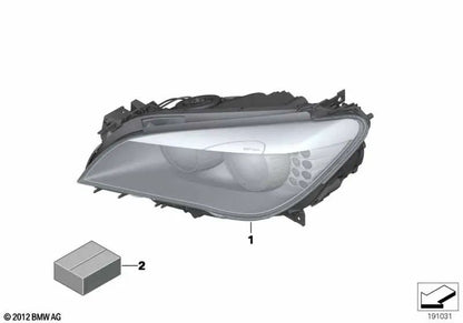AHL-Xenon right headlights for BMW 7 Series F01, F02, F04 (OEM 63117228426). Genuine BMW