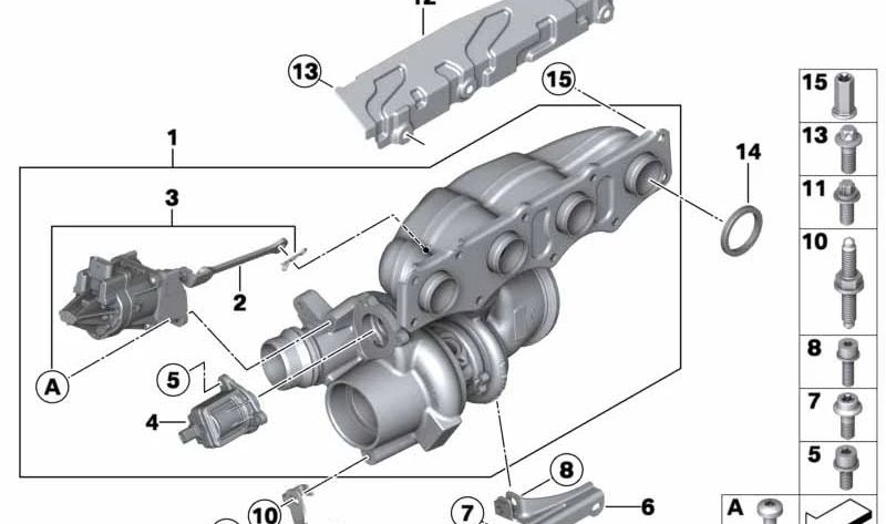 Válvula de control de presión del turbo OEM 11657638783 para BMW F20, F21, F22, F23, F30, F31, F34, F32, F33, F36, F07, F10, F11, E84, F25, F26, F15, F16, E89. Original BMW.