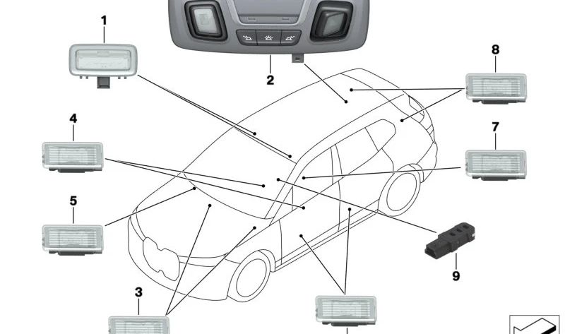 Luz interior puerta OEM 63315A42420 para BMW iX I20 (todos los modelos: M60, xDrive40, iX xDrive50). Recambio original BMW.