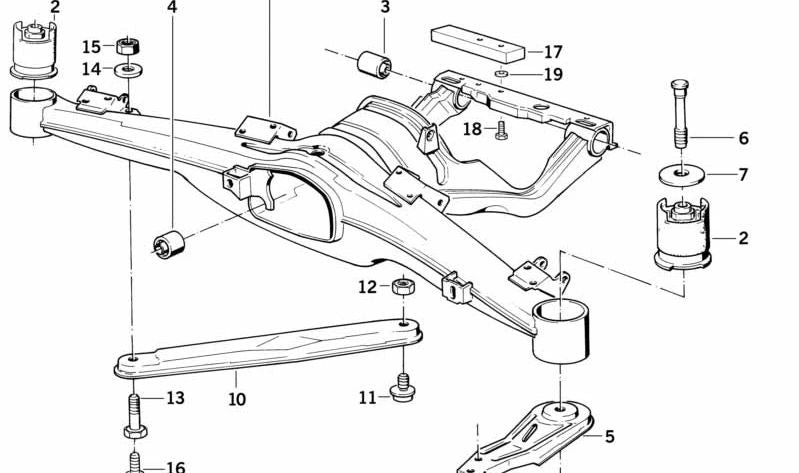 Soporte trasero del subchasis OEM 33311090566 para BMW E34. Original BMW.