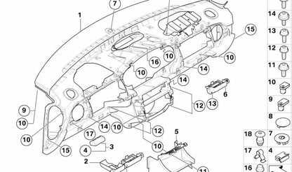Clip de sujeción OEM 51167072533 para MINI R50, R52 y R53. Pieza de fijación utilizada en el salpicadero y guantera. Original MINI.