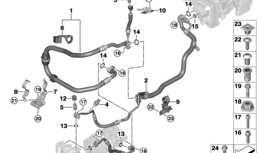 Supporto OEM combinato 64539303491 per BMW F90, G30, G31, G38, G90, G32, G11, G12, G70, F91, F92, F93, G14, G15, G16, G01, G02. BMW originale.