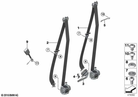 Obergurt rechts vorne für BMW F15, F85, F16, F86 (OEM 72117343634). Original BMW