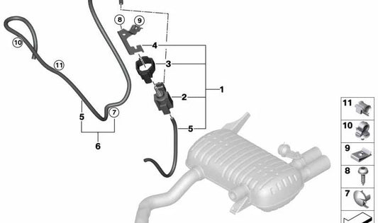 Tubo de vacío con adaptador OEM 18307559448 para BMW E90, E91, E92. Original BMW.