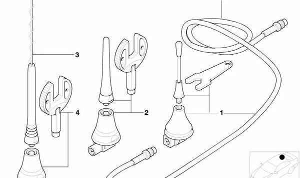 Antena para techo (telefónica) OEM 84538360349 para BMW E36, E34, E39, E38, E31. Original BMW.