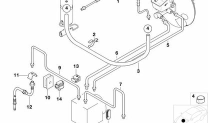 Tubo de freno OEM 34326754845 para BMW E46. Conexión M10/M10 - Longitud 2252mm. Compatible con sistemas ABS, ASC y DSC. Repuesto original BMW.