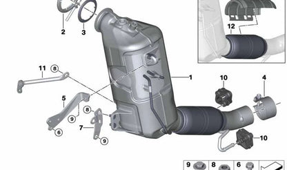 Abrazadera de escape OEM 18302327683 para BMW F20, F21, F22, F30, F31, F32, F33, F34, F07, F10, F11, F25, F26, E89, F45, F46, F55, F56. Original BMW.