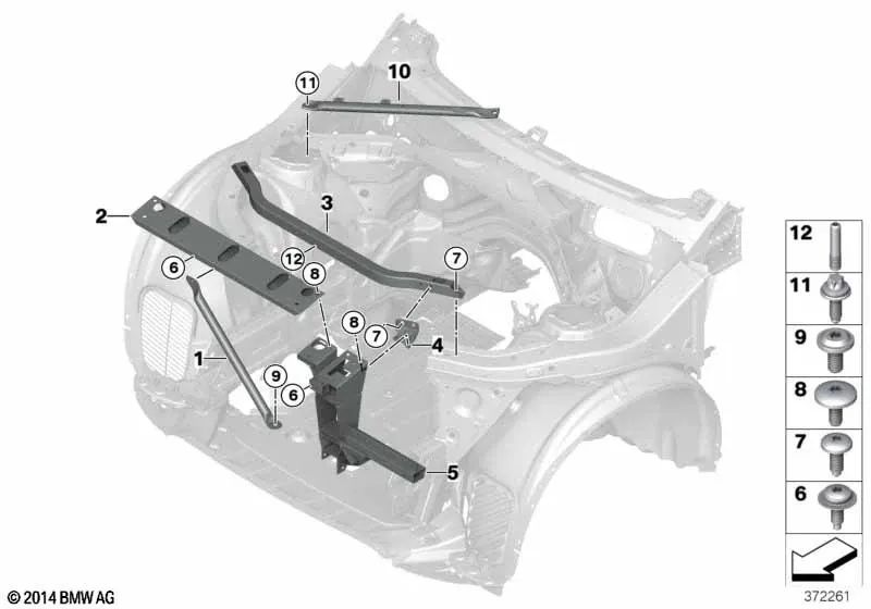 Apoyo izquierdo para BMW X3 F25, X4 F26 (OEM 51647210499). Original BMW