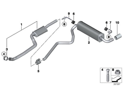 Soporte trasero derecho para silenciador OEM 18307616707 para BMW F20 y F21 (modelos: 114i, 116i, 118i). Pieza original BMW.