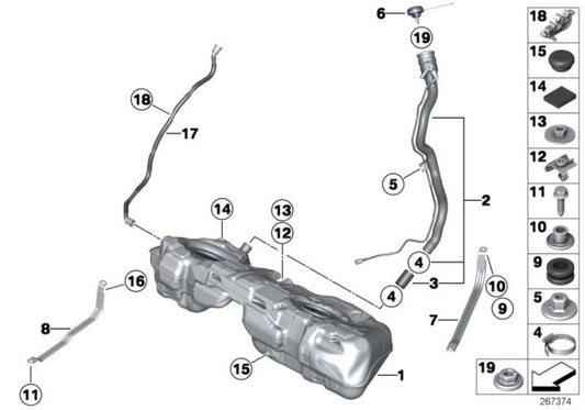 Clip for BMW F20, F21, F22, F23, F87, F30, F31, F34, F35, F80, F32, F33, F36, F82, F83 (OEM 07147468497). Genuine BMW.